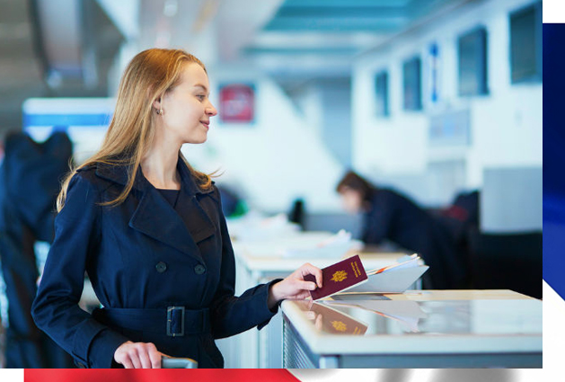 Young lady with passport